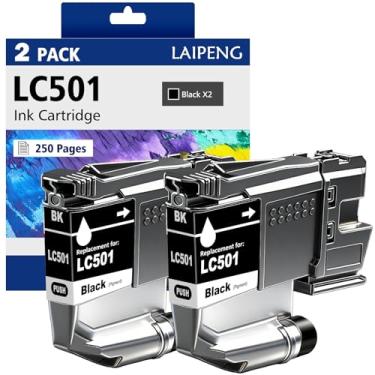 Imagem de LAIPENG Cartuchos de tinta LC501 LC501BK 2-pretos compatíveis com impressoras Brother LC501 LC501XL para MFC-J1260DW MFC-J1360DW MFC-J1410DW (preto, BK*2)