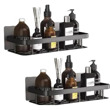 Imagem de Kit 2 Prateleiras Adesiva Sem Furo Para Banheiro Cozinha Organizador Parede Suporte Porta Shampoo Sabonete Nicho Decorativo Sem Furadeira Instalação Fácil Resistente Moderna
