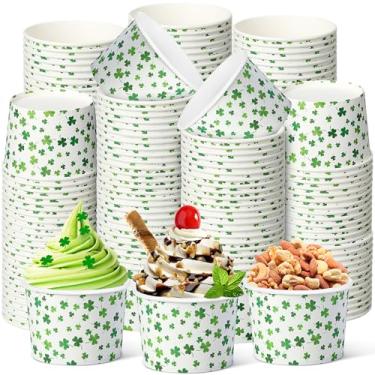 Imagem de Maxdot 50 peças de copos de lanche do dia de São Patrício 255 g copos de sorvete descartáveis papel decorativo tigelas de sobremesa festival irlandês suprimentos de festa para iogurte, cupcakes, sopa