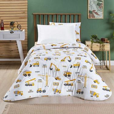 Imagem de Edredom Joy Kids Infantil Solteiro 01 Peça Micropercal 200 Fios Dupla Face Estampado - Manny Trator - 100% Poliéster