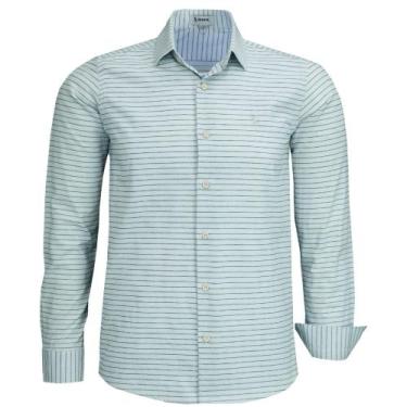 Imagem de Camisa Social Manga Longa Masculina Listrada Luxuosa Algodão - LBL/AMI
