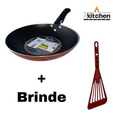 Imagem de Frigideira Antiaderente Teflon Vermelho 20cm + Brinde Cor:Vermelho - P