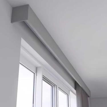 Imagem de Cortina de teto, sanefa de cortina de alumínio, cortina de liga de alumínio, varão de trilho de cortina reta para varanda, escritório, capa de mastro de cortina de decoração de casa (cinza, 700 cm)