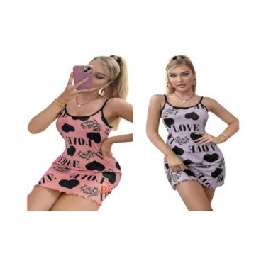 Imagem de Camisola Sexy De Verão Para Mulheres, Saia Curta Com Estampa De Cartoo