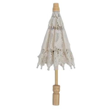 Imagem de Guarda-chuva de renda para casamento, guarda-chuva de noiva dobrável e leve para adereços de fotografia, decoração de festa, cerimônia de casamento com alça ergonômica, para uso interno e externo