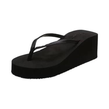 Imagem de Chinelo Feminino De Verão Com Plataforma E Salto Anabela, Leve, Antide