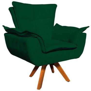 Imagem de Poltrona Decorativa Base Giratória Em Madeira Charger Suede Verde G19 - Gran Belo