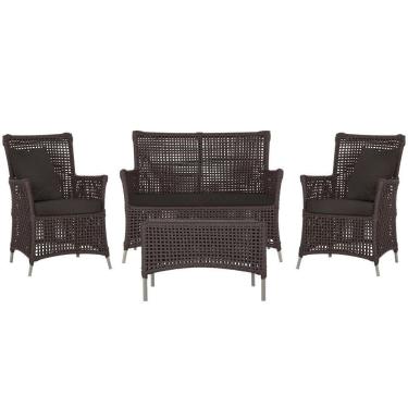 Imagem de Jogo Sofá E 2 Poltronas E Mesa Igapó Fendi E9 Trama Original Marrom