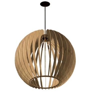 Imagem de Luminária Teto Tipo Pendente Cupula Mdf Completa - Cor:mdf Cru