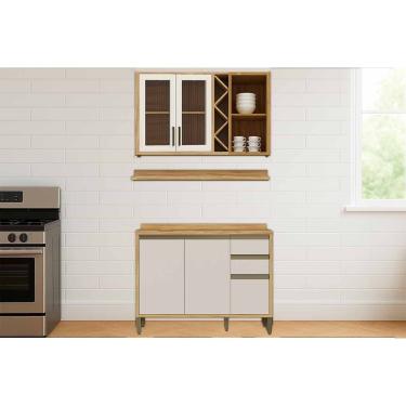 Imagem de Cozinha Modulada Ronipa 3 Peças Tempranillo C3P42 Amendoa/Off White