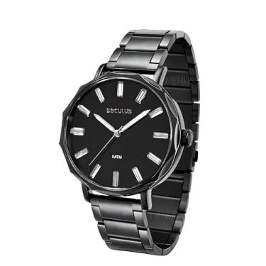 Imagem de Relógio Seculus Feminino Analógico Quartz Elegante De Pulso Pulseira Preto Em Aço Inoxidável A Prova D'água Em 50 Metros Original
