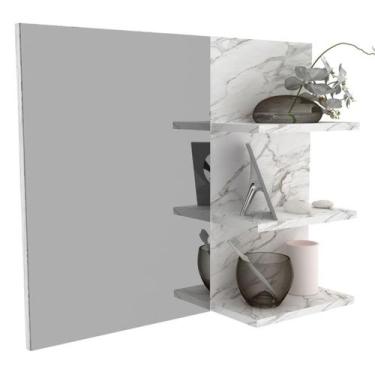 Imagem de Espelheira Para Banheiro BN3608 Marmore Branco Tecno Mobili, Mármore B