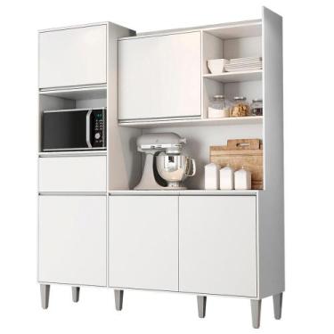 Imagem de Kit Cozinha Compacta 5 Portas 160 cm Isabel REAJL Moveis, Branco