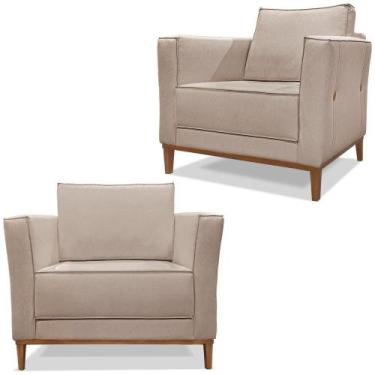 Imagem de Kit 2 Poltronas Decorativas Balli Pes Madeira Linho Areia Ezz Areia - 