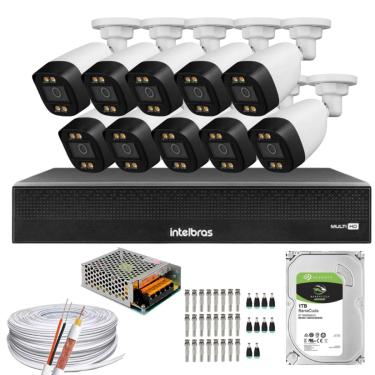 Imagem de Kit 10 Câmeras Full Color Dvr Intelbras 1tb