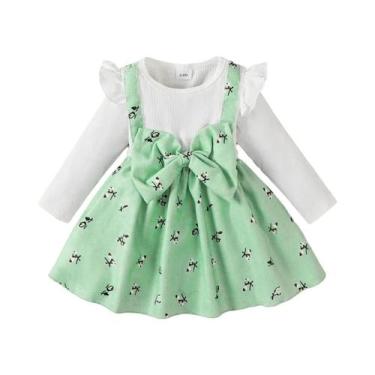 Imagem de Vestido De Princesa Para Meninas, Manga Comprida, Estampa Floral, Faix