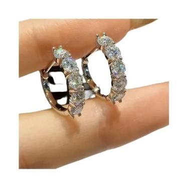 Imagem de Brincos De Argola Femininos Em Prata Esterlina 925 Com Moissanite 3mm 
