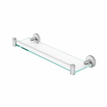 Imagem de Prateleira Vidro Com Proteção Porta Shampoo Suporte Metal Escovado Ate