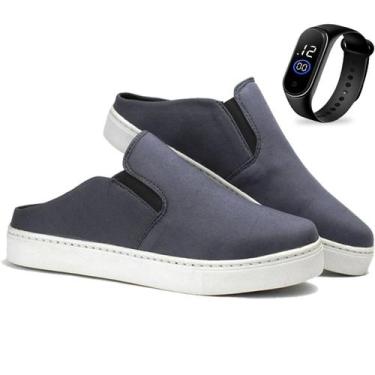 Imagem de Sapatênis Mule Slip On Masculinos Confortavel+ Relogio - MP Moda Mascu