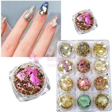 Imagem de Kit 12 Madre Peróla Com Fio De Ouro Decoração Unhas Acrigel - Não Info