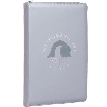 Imagem de Bíblia Ele não está mais Aqui com Zìper  NVI  Couro Soft Cinza - THOMA