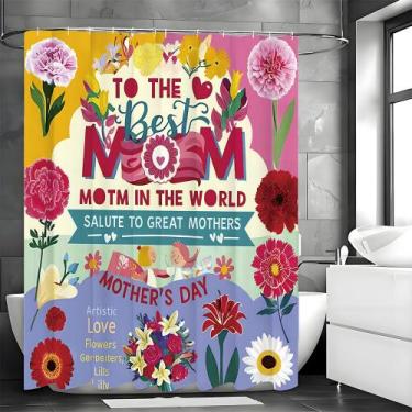 Imagem de Cortina de chuveiro colorida floral para o dia das mães 180x200cm poli
