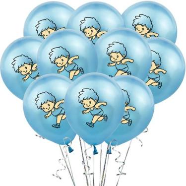 Imagem de Kit de balões Blue Boy 12 cm de látex, 10 unidades para festa de nasci