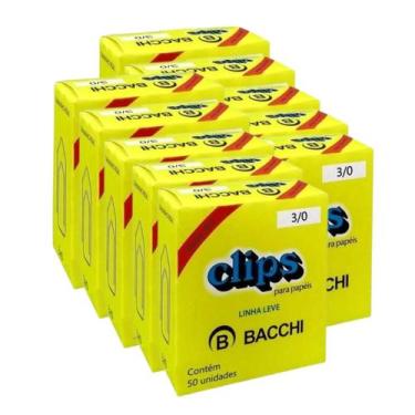 Imagem de Kit 10 Caixa c/50 clips galvanizados 3/0 clipes bacchi papel