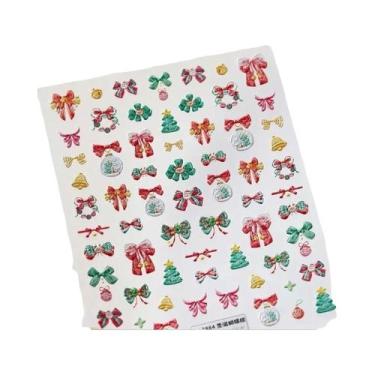 Imagem de Adesivos De Unha 5D Com Borda Dourada, Coração, Laço, Lua E Estrela, E