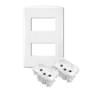 Imagem de Placa C/tomada Dupla 20a Embutir 4x2 127/220v Alumbra Siena