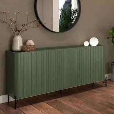 Imagem de Balcão Buffet p/ Sala Porta Brise 180cm Pés Metal 100% MDF - Casa Lar 