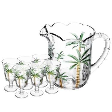Imagem de Jogo Jarra com 6 Taças Palm Hand Painting 1,3L/240ml Cristal - Lyor