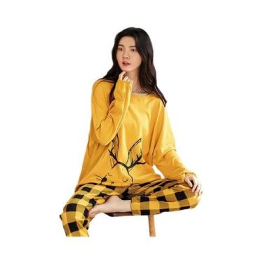 Imagem de Conjunto De Pijamas De Manga Longa Para Mulheres plus Size, Roupas De 