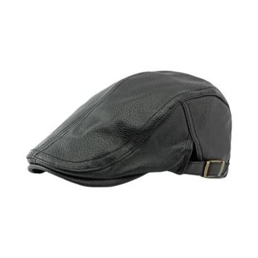 Imagem de Chapéu Panamá Masculino De Couro PU Para Outono E Inverno, Lazer Ao Ar