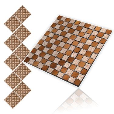 Imagem de Pastilha Autocolante De Vidro Kit 10 Uni Parede Cozinha Box Banheiro Sala Decorativa Facil Aplicacao Moderna Requintado