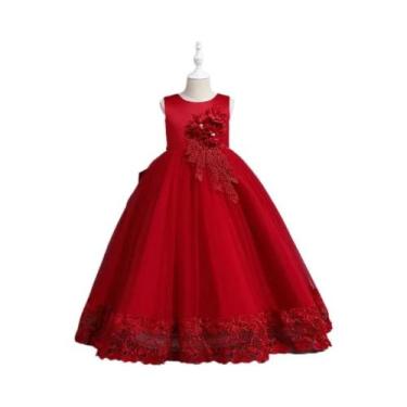 Imagem de Vestido Longo De Princesa Com Bordado De Flores Para Meninas Adolescen