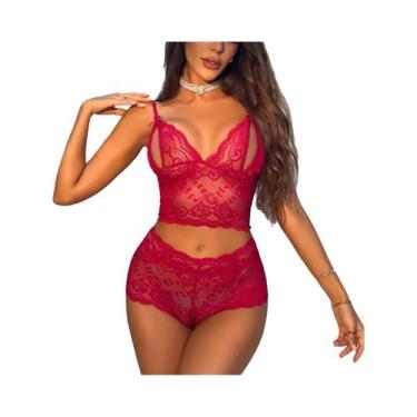 Imagem de Conjunto De Sutiã E Calcinha Com Renda Floral Azul, Lingerie Sexy Com 