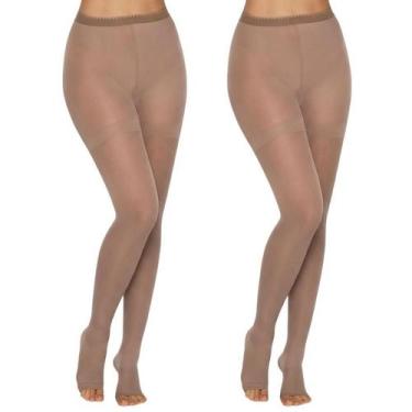 Imagem de Kit 2 Meias Calça Kendall Alta Compressão 20~30mmHg Mel Alívio e Variz