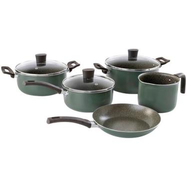 Imagem de Jogo de Panelas Multiflon Antiaderente de Alumínio Verde 5 Peças Ekó, 