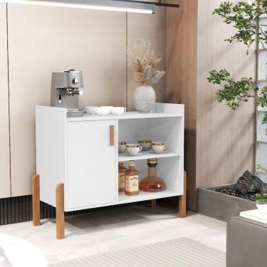 Imagem de Aparador Cantinho Do Café Luxor Com Porta E Pés Madeira Sala Jantar Braco