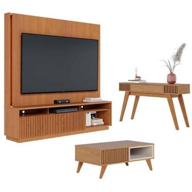 Imagem de Estante Home Theater Jordão com Aparador Riviera Freijó e Mesa de Cent