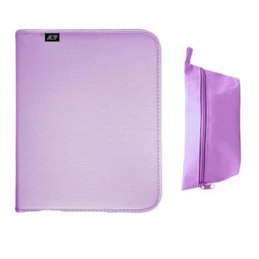 Imagem de Fichário Escolar, Sweet, com Zíper, Lilás com Estojo + Divisórias, 96 Folhas, ACP