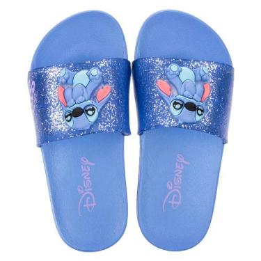 Imagem de Chinelo infantil slide disney mania stitch grendene kids 22994, Azul, 