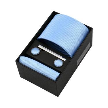 Imagem de Conjunto De Gravata Masculina De Luxo Em Cor Sólida Com Lenço De Bolso