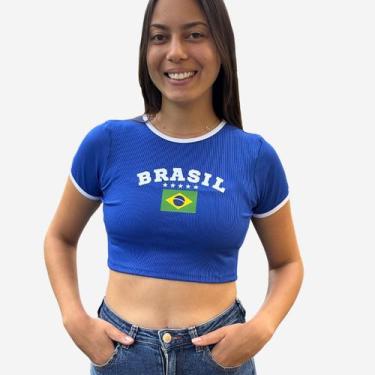 Imagem de Cropped Feminina Brasil Estampada Ribana Bandeira Copa - Leal Place, A