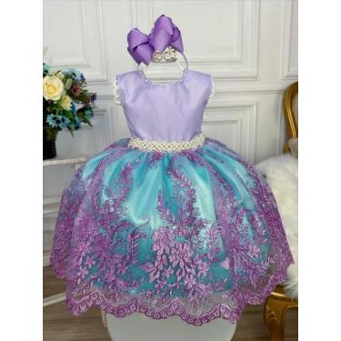 Imagem de Vestido sereia luxo realeza verde e lilás 1 a 10 anos - LUXO KIDS, Ser
