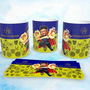 Imagem de Caneca de Porcelana 325ML Vingadores Marvel Dr Estranho para Bebidas Quentes e Frias Branca Outras Marcas