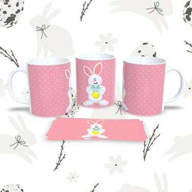 Imagem de Caneca de Porcelana Páscoa 24 para Bebidas 325ML com Estampa Temática Compatível com Mi...