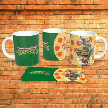 Imagem de Caneca de Porcelana 325ML Tartarugas Ninja Estampa 6 para Bebidas Quentes com Uso em Mi...