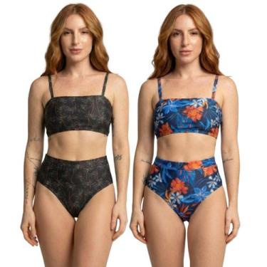 Imagem de KIT 2 Biquíni Cropped Hot Pants Top Faixa Estampado Bella Fiore Cintur